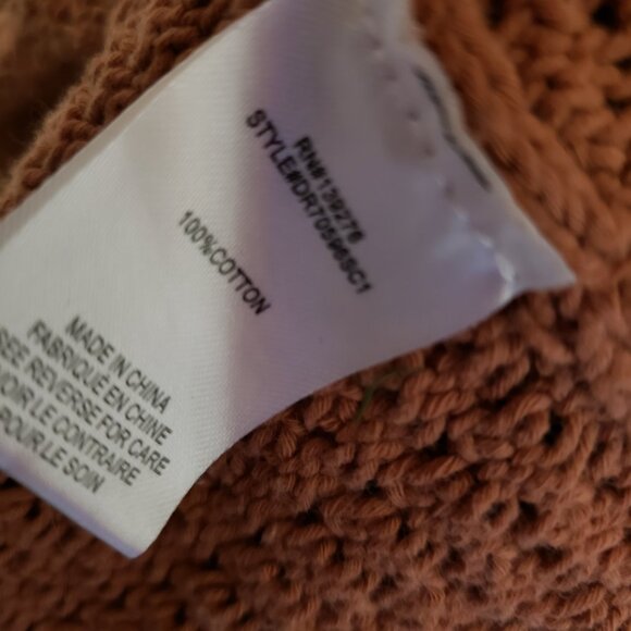 DR2 Women's M Crop Sweater Orange Crochet Button Front Short Sleeve Cotton - Picture 5 of 5